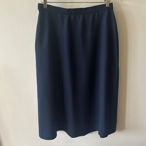 Jones New York Classic Pure Wool Navy Midi Skirt